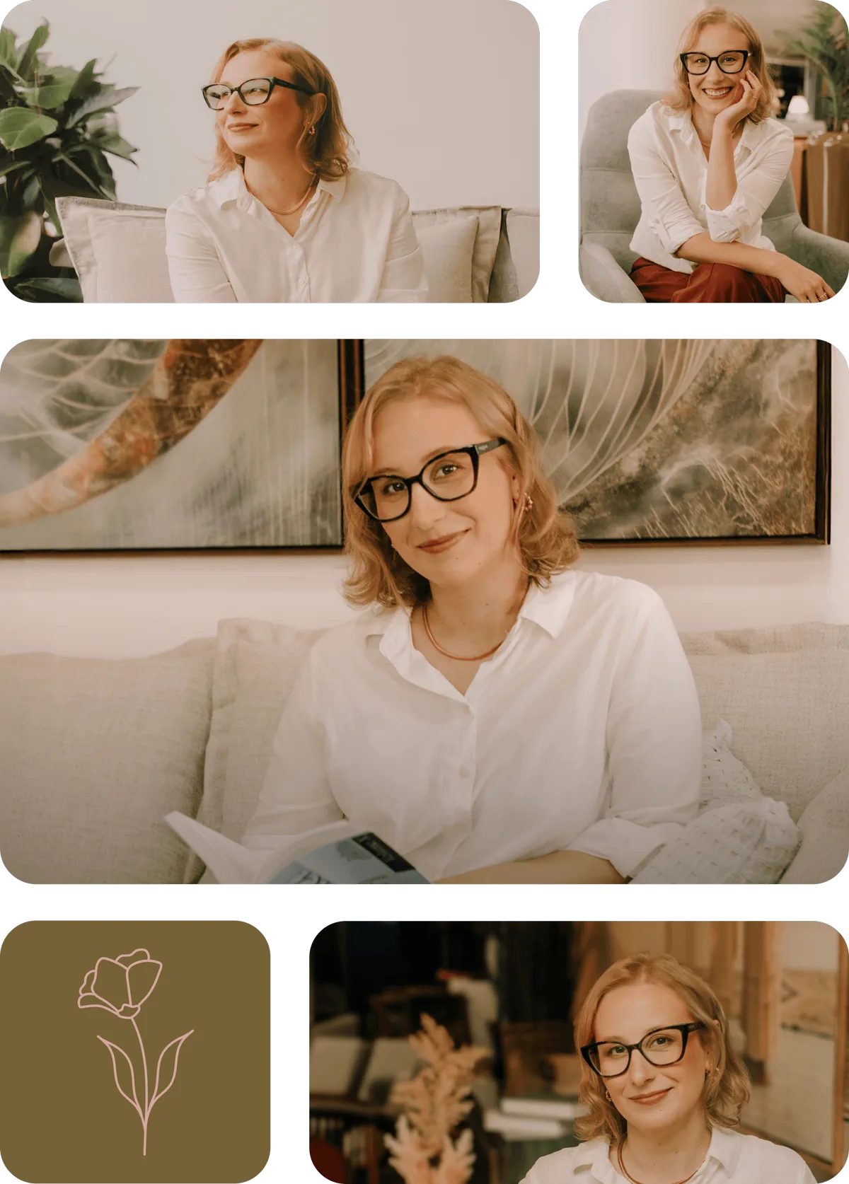 Retratos de Caroline no consultório